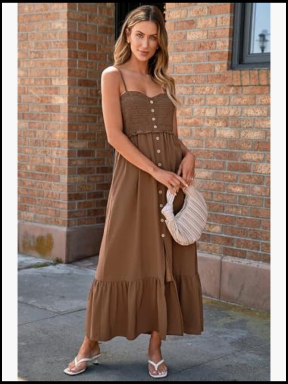Sleeveless Spaghetti Strap Smocked Maxi Dress with Pockets - Picture 5 of 7